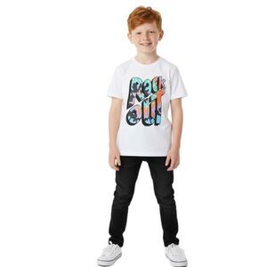 NWT Stella McCartney Kids White Organic Rock Out T-Shirt. Size 4